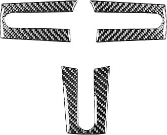 Carbon Fiber car Interior Accessories 3pcs/Set Steering Wheel Cover Decorative Stickers for Ford Mustang GT S197 2005-2009 (Black)