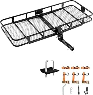 70" x 30" x 6", Hitch Cargo Carrier, 500 lbs Capacity with Nighttime Reflective Reminder, Folding Hitch Mount Cargo Carrier Basket with Hitch Lock for 2" Receiver, Fit for SUVs
