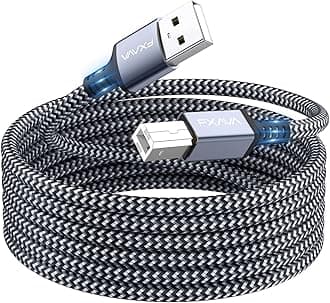 Printer Cable 6ft - USB Printer Cable Nylon Braided USB Type A to B Cord Compatible with HP, Canon, Epson, Dell, Brother, Lexmark, Xerox, Samsung etc
