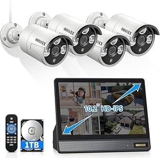 OOSSXX HD Monitor All-in-One 5.0 Megapixel PoE Outdoor Home Security Camera System Wired Outdoor Video Surveillance IP Cameras SystemGlobal Recycled StandardGlobal Recycled StandardGlobal Recycled Standard