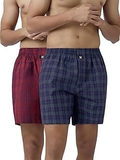 Men's Checkmate Super Combed Cotton Regular Fit Boxer Shorts with No Marks Waistband & Dual Side Pocket (Pack of 2)