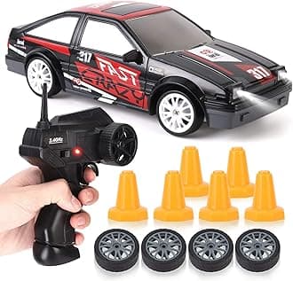 Liberty Imports RC Drift Car 1/24 2.4GHz 4WD Remote Control Sport Racing On-Road Vehicle with LED Light, Batteries and Drift Tires,Black