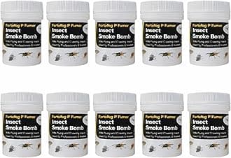Smoke Bomb Professional Strength Fogger Fumigator for Fleas Bed bugs Moths Cluster fly Spider Poultry Red Mite and all insects Killer Midi Fumer 11g by Pest O One® (Pack of 10)