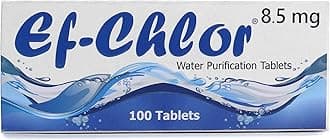 Ef-Chlor 8.5 Mg Travelbuddy Water Purification Tablets | Ideal For Adventure, Emergency & Preparedness 1 Tablet Purify 1-2 Litres Water Pack Of 100 Tablet,Sodium Dichloroisocyarate