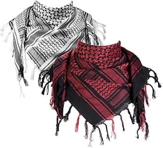 Scarf Military Shemagh Tactical Desert Keffiyeh Head Neck Scarf Arab Wrap with Tassel for Men Women