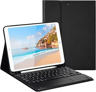 LAMA Touchpad Keyboard Case for iPad 10.2" 9th 8th 7th Generation, iPad 9th Generation Case with Keyboard, Flip Stand Keyboard Case with Pencil Holder for iPad Air 10.5"(3rd Gen)/iPad Pro 10.5 in,BK