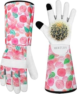 Leather Long Gardening Gloves for Women Thorn Proof Garden Gloves Yard Working Gloves