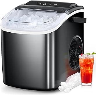 COWSAR Ice Maker Countertop, Portable Ice Machine with Self-Cleaning, 26.5lbs/24Hrs, 9 Bullet Ice Cubes in 6 Mins, Ice Basket and Scoop, Ideal for Home, Kitchen, Bar, Camping