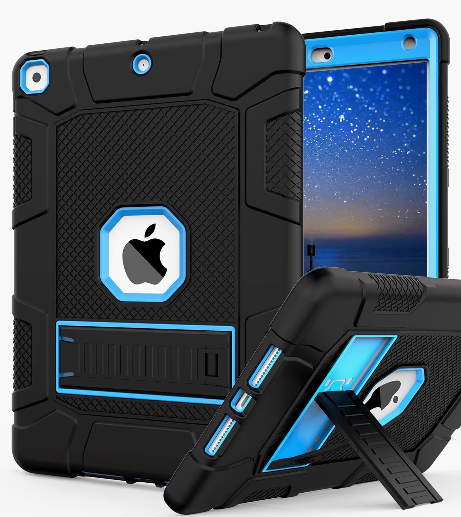 Rantice iPad 9th Generation Case, iPad 8th Generation Case, iPad 7th Generation Case, Hybrid Shockproof Rugged Drop Protection Cover with Kickstand for iPad 10.2'' 2021/2020/2019 Released(Black+Blue)