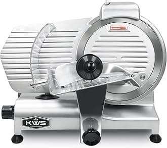KWS KitchenWare Station MS-10NS 320W Motor Electric Meat Slicer 10-Inch with 304 Stainless Steel Blade, Frozen Meat/Cheese/Food Slicer Low Noise Commercial and Home Use [ ETL, NSF Certified ]