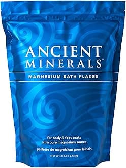 Ancient Minerals Magnesium Bath Flakes – Pure Zechstein Magnesium Chloride for Soaking and Whole-Body Replenishment, 8 lb Bag