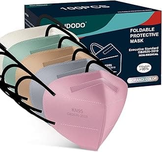 HALIDODO Face Mask 100 Pack Breathable 5-Layer Filter Efficiency≥95%