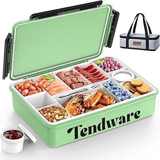Chilled Portable Snackle Box Container Insulated Bag Keep Food Warm 12 Compartment Divided Serving Tray Reusable Ice Pack Road Trip Essentials for Charcuterie Snack Picnic Beach Birthday Gift