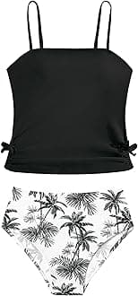 Girls Tankini Swimsuits Two Piece Bathing Suit Drawstring Swimwear Set for Girls 7-14 Years