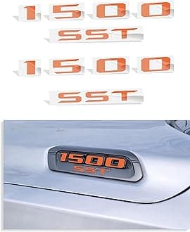 1500 SST Hood Emblem Overlay Decal Stickers - 2025 Ram 1500 Bighorn, Laramie and Warlock w/3.0 I6 Hurricane (Color: Reflective Orange)
