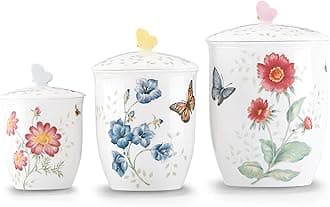 3 Piece Butterfly Meadow Canister Set, White