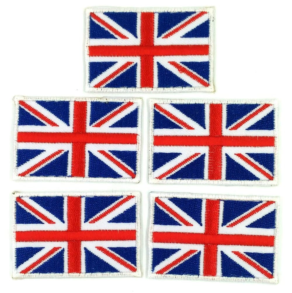FLAG010X5 - UK Flag Patch, United Kingdom Flag Patch, British Flag Patch, Union Jack - Embroidered Patches - Iron on Patches - Size 5 x 3 Cm. ( 5 Pcs / Pack )