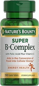 Nature's Bounty Super B Complex Vitamins with Vitamin C & Folic Acid, Vitamins for Immune & Cellular Energy Support, 150 Tablets