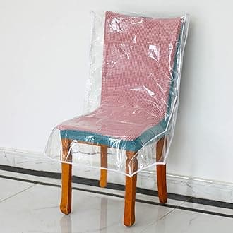 JOMMIE CHENClear Plastic Chair Covers - Waterproof, Durable PE Material, Protects Against Liquids, Dust, Pet Scratches, and Stains - Ideal for Dining Chairs, Home (4 Pack)