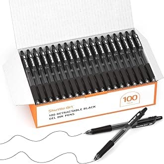 Black Gel Pens, 100 Pack Retractable Medium Point Rollerball Gel Ink Pens Smooth Writing with Comfortable Grip for Office School Home Work