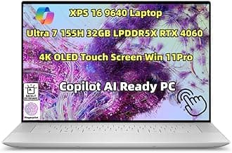 New XPS 16 9640 Powerful AI Laptop 16.3 inch OLED 4K Touch Screen 16 Cores Ultra 7 155H 32GB RAM 1TB SSD Geforce RTX 4060 Graphics Webcam Backlit Fingerprint WiFi 7 Thunderbolt 4 Win 11 Pro Platinum