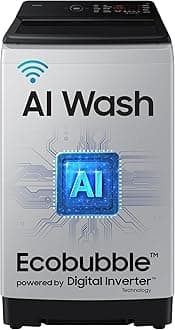 Samsung 8 Kg, 5 Star, AI Wash, AI Energy Mode, Wi-Fi, Ecobubble, AI VRT+, Super Speed, Soft Closing Door, Digital Inverter, Fully-Automatic Top Load Washing Machine (WA80F08S2LTL, Lavender Gray)