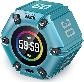 Pomodoro Timer, Magnetic Visual Timer with Flip Countdown, Silent & Alarm, Tools for Anyone, Cube Digital Timer for for Work, Kitchen Cooking, Study, 3/5/10/25/30/60min & Custom Countdown - Turquoise
