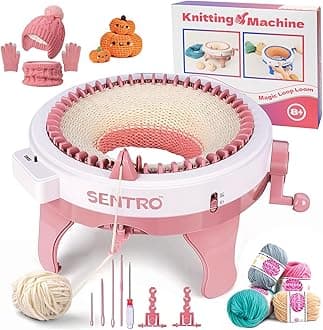 SENTRO Knitting Machine, 48 Needles Smart Knitting Crochet Machine with Row Counter for Adults and Beginners, Weaving Loom Machine Kit for Christmas New Year Gifts (Pink)
