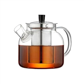Glass Teapot with Removable Infuser,Ehugos 800ml (27OZ) Stovetop Safe Small Tea Pot, Blooming and Loose Leaf Hand Crafted Kettle for Women and Adult with Stainless Infuser