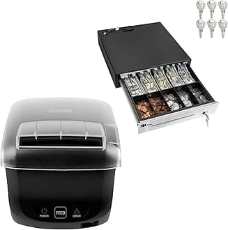 SAM4s Black GIANT-100 Compact 3" Thermal POS Printer USB Serial Ethernet, Splash Cover Included with HK Systems 16" Black Cash Drawer