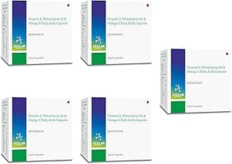Zevion Plus Vitamin E Capsule with Omega 3 Fatty Acids & Wheat Germ Oil – Antioxidant Skin Supplement, Omega 3 Capsule for Heart, Skin & Immunity 10 Softgel Capsules (Pack of 5)