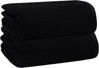 COTTON CRAFT Oversized Waffle Bath Sheets - 2 Pack Big & Tall 32 x 89 Luxury Euro Spa Waffle Weave Bath Sheet Towels - 100% Ringspun Cotton 450 GSM XXL Absorbent Quick Dry Shower Spa Towel - Black