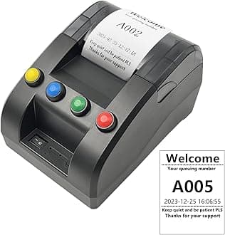 Take a Number Printer Ticket Thermal Printer Ticket Machine with 57mm Receipt Ticket Roll Show Different Department Name and Queue Number for Wireless Calling System for Haunted House(TP-4 Way)
