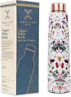 Copper Water Bottle - Multi Colored Ample Design, Leak Proof, Joint Less (900ml) for Ayurveda & Yoga