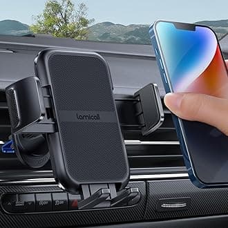 Lamicall 2026 Wider Clamp & Metal Hook Car Phone Holder Vent [Thick Cases Friendly] Phone Holders for Your Car Mount Gfts Automobile Hands Free Accessories for Women Men for iPhone 16 15 14 13 Pro Max