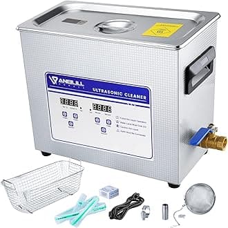 6.5L/1.7Gal 180W Professional Ultrasonic Cleaner Machine with 304 Stainless Steel and Digital Timer Heater for Jewelry Watch Coin Glass Circuit Board Small Parts