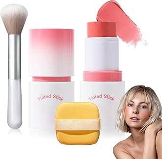 Cream Blush Stick with Brush and Makeup Sponge,Waterproof Multi Cream Makeup Stick,Lightweight,Long-lasting,2 in 1 Multi Blush for Cheeks & Lip Tint & Eyeshadow K