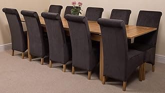 Richmond 200cm - 280cm Oak Extendable Dining Table with Chairs - Large Oak Dining Set with 10 Montana Black Fabric Chairs