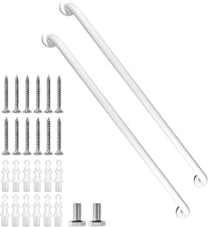 Shower Grab Bar, 2 Pack 39.4 Inch White Bathroom Grab Bar, 1.25" Diameter 304 Stainless Steel Anti-Slip Grab Bars for Bathtubs and Showers, Handicap Shower Grab Bar for Seniors Elderly