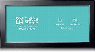 LaVie Home 10x20 Picture Frame Black, Panoramic Picture Frame for Wall Decoration, Classic Black Minimalist Style Suitable for Decorating Houses, Offices, Hotels（1 Pack）