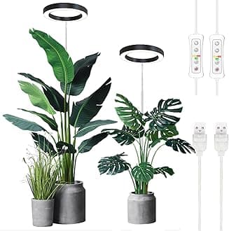 yadoker Plant Grow Light, LED Growing Light Full Spectrum for Indoor Plants,Height Adjustable, Automatic Timer, 5V Low Safe Voltage,Idea for Large Plant Light, 2 Pack