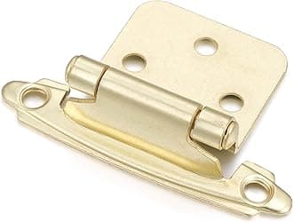 10 Pack (5 Pair) Gold (Brass) Self Closing Cabinet Hinges for Flush Mount Kitchen Cabinet Door, 1/2" Overlay (Variable) Face Frame Semi Concealed Kitchen Cabinet Hinges