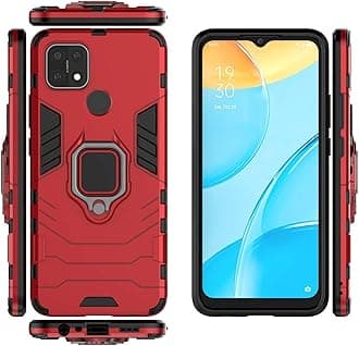 Case for Oppo A15 Case Cover,Magnetic Car Mount Bracket Shell Case for Oppo A15 CPH2185 Case Red