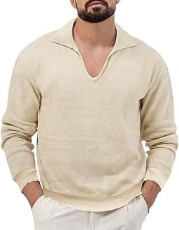KonJim Mens Pullover Sweater Fashion U Neck Soft Knitted Sweaters Long Sleeve Knitted Pullover Sweaters Sweatshirt Plush Pullover Sweatshirts for Men Soft Cotton-Blend Jumper