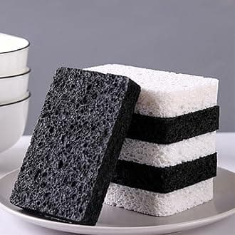 6 - Pack Non-Scratch Scrub Sponges - Sponges for Dishes and Washing Dishes, Cleaning Sponges for Kitchen Home Office, Magical 3D DIY Art and Craft Suppliers（Black&White）