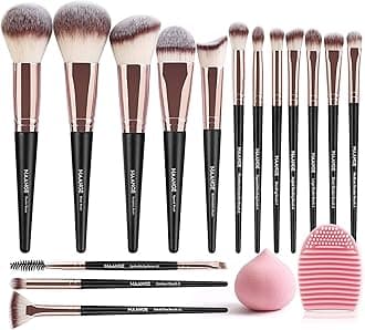 MAANGE Professional Makeup Brushes Kit 15 Pieces Set of Synthetic Makeup Brushes Blush Brushes Makeup Eyeshadow Brushes (Black Gold)