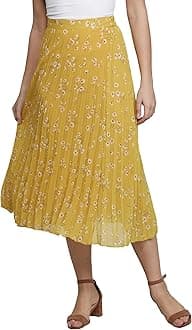 NUEVOSDAMAS Women's Ditsy Floral Print High Waist Skirt Pleated A-line Long Skirt Beach Elasticated Midi Skirt