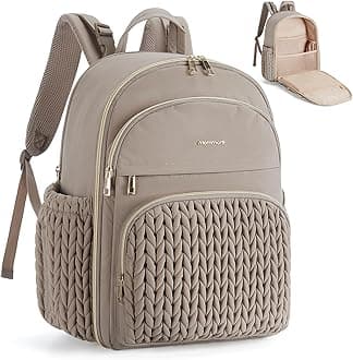 mommoreDiaper Bag Backpack Large Baby Bag with Insulated Pockets, Laptop Sleeve Stroller Buckles, Quilted Travel Diaper Backpack with Luggage Strap