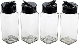 Vasukie Salt & Pepper Square Glass Spice Jar with Black Sifter Two Sided Sifter Cap,Masala jar Spice Container (Each Bottle 120ml) (8 Piece)