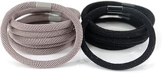 Large Hair Ties for Men and Women,Bracelets,No Damage, Ponytail Holders for Thick Hair (black gray)